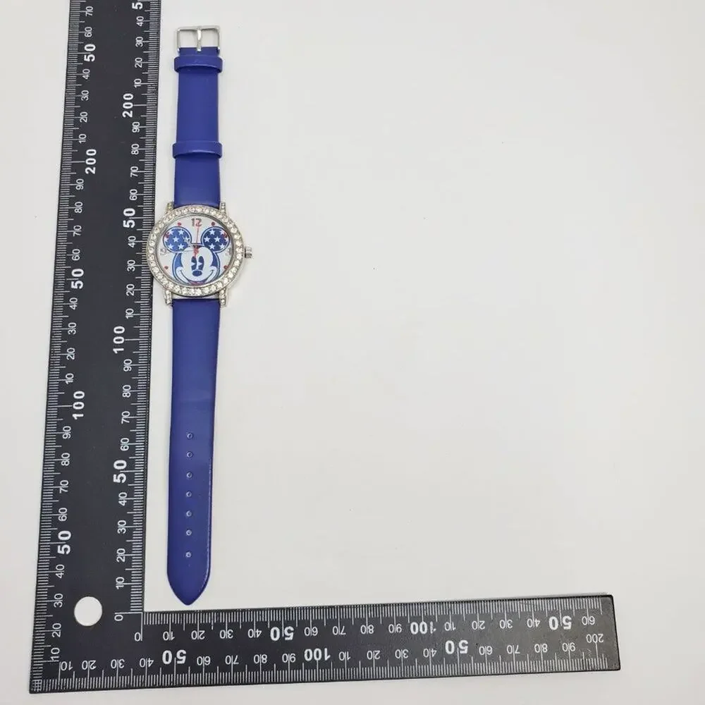 Disney Patriotic Mickey Mouse Watch Blue Silver Adjustable
